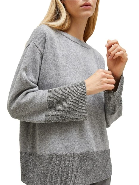 MAGLIA CON SCOLLO A BARCA IN MISTO CASHMERE DONNA GRIGIO