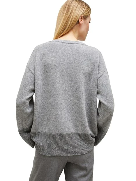 MAGLIA CON SCOLLO A BARCA IN MISTO CASHMERE DONNA GRIGIO