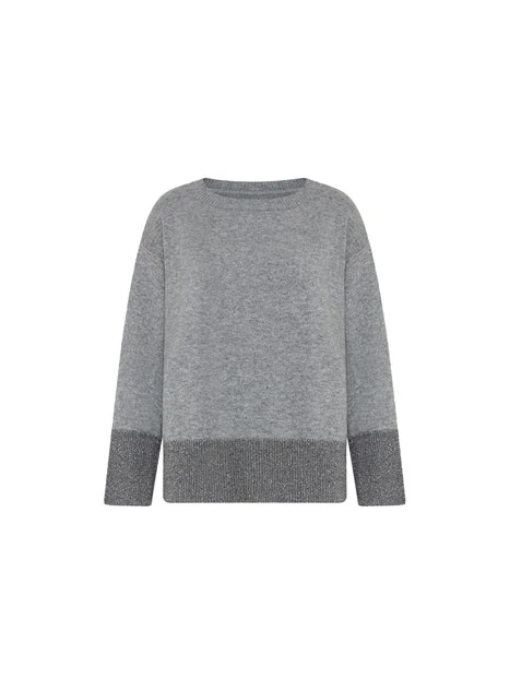 MAGLIA CON SCOLLO A BARCA IN MISTO CASHMERE DONNA GRIGIO