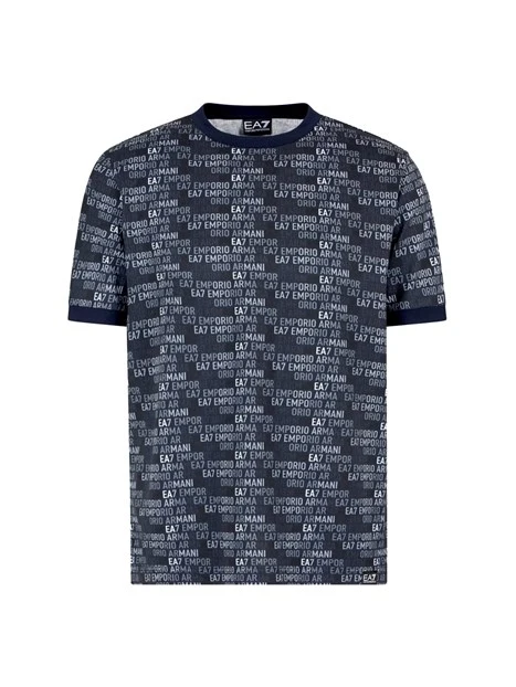 T-SHIRT MANICA CORTA STAMPA MONOGRAM LOGO SERIES UOMO BLU