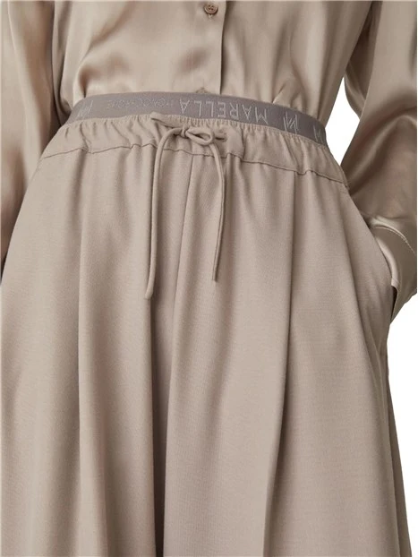 PANTALONI CON COULISSE IN FLANELLA DONNA BEIGE