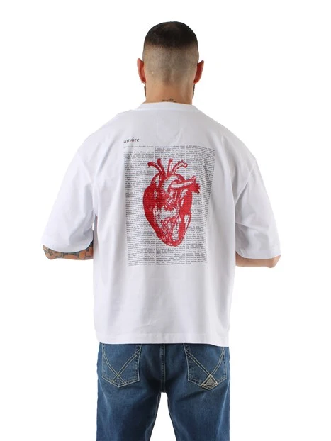 T-SHIRT MANICA CORTA CON STAMPA 7.CUORE UOMO BIANCO