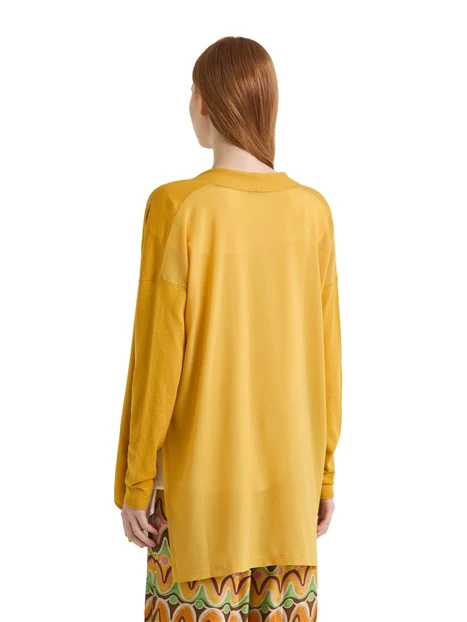 CARDIGAN IN MISTO SETA DONNA GIALLO