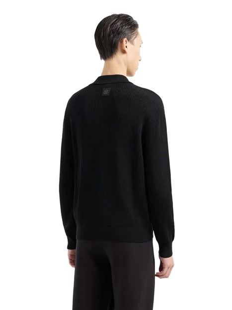 MAGLIA CON ZIP IN MISTO COTONE UOMO NERO