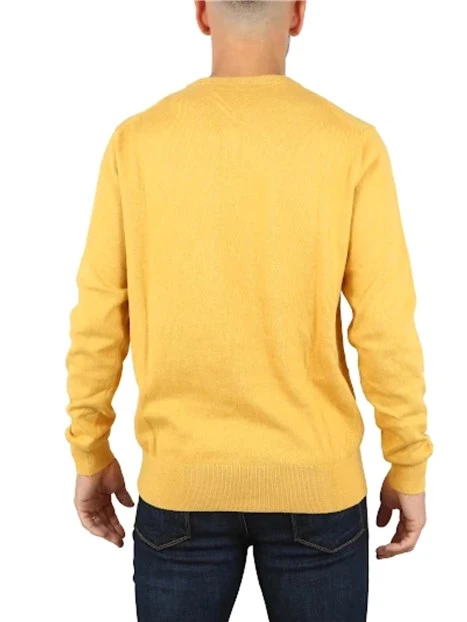 MAGLIA GIROCOLLO CON BANDIERINA LOGO IN MISTO CASHMERE UOMO GIALLO