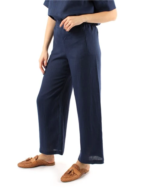 PANTALONE PALAZZO IN LINO DONNA BLU