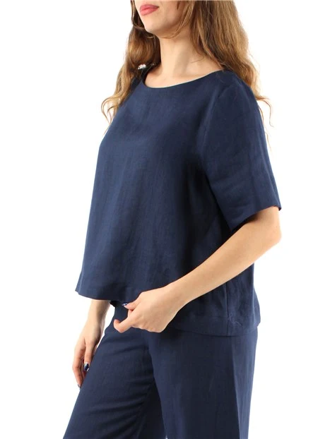 BLUSA IN PURO LINO DONNA BLU