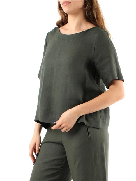 BLUSA IN PURO LINO DONNA VERDE