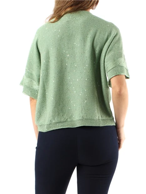 MAGLIA GIROCOLLO CON PAILLETTES DONNA VERDE