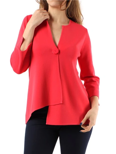 CARDIGAN ASIMMETRICO DONNA ROSSO FRAGOLA