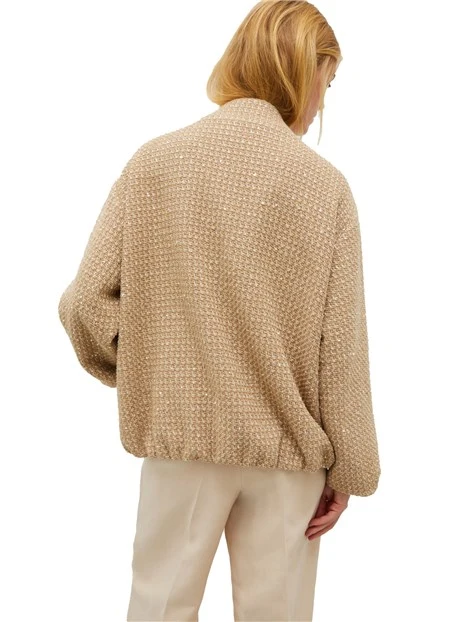 GIACCA CORTA IN STUOIA IN MISTO COTONE DONNA BEIGE