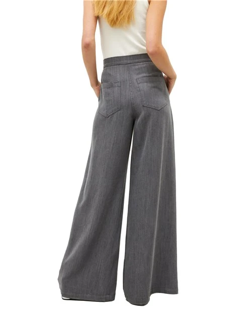 PANTALONE PALAZZO IN DENIM FLUIDO DONNA GRIGIO