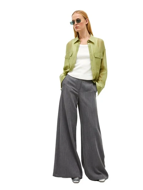 PANTALONE PALAZZO IN DENIM FLUIDO DONNA GRIGIO