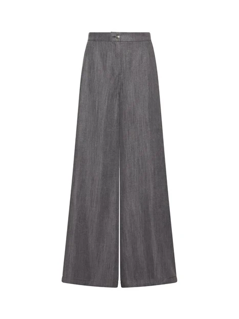 PANTALONE PALAZZO IN DENIM FLUIDO DONNA GRIGIO