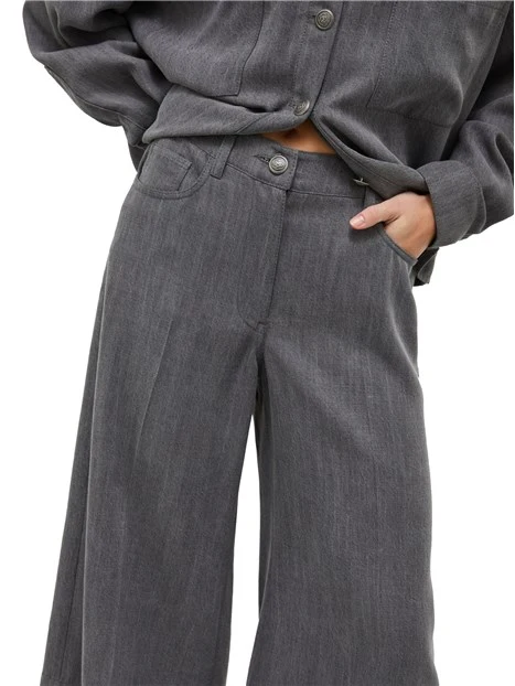 PANTALONI CROPPED CULOTTE IN DENIM FLUIDO DONNA GRIGIO