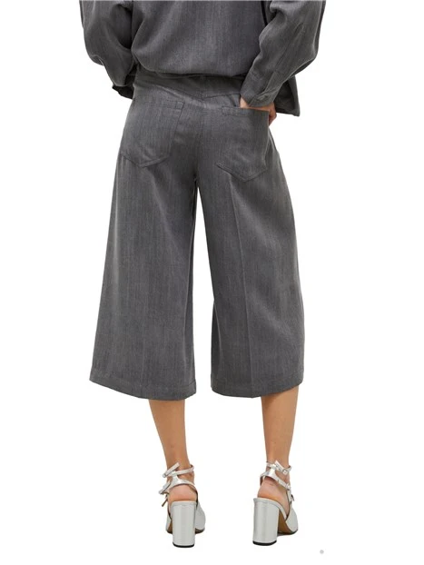 PANTALONI CROPPED CULOTTE IN DENIM FLUIDO DONNA GRIGIO