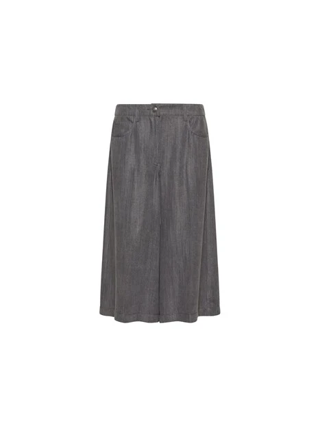 PANTALONI CROPPED CULOTTE IN DENIM FLUIDO DONNA GRIGIO