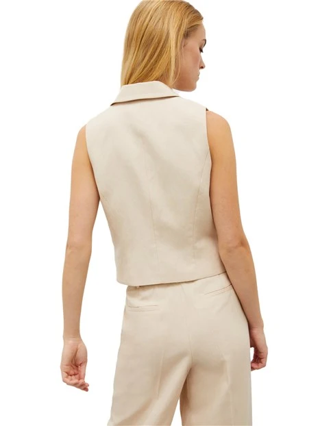 GILET IN TWIL FIAMMATO DONNA AVORIO