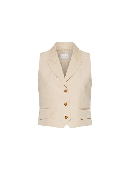 GILET IN TWIL FIAMMATO DONNA AVORIO